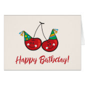 漫画のおもしろいとパーティー帽子を持つ赤い生意気なさくらんぼ (正面横)