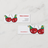 漫画のおもしろいとパーティー帽子を持つ赤い生意気なさくらんぼ スキニー名刺 (正面/裏面)