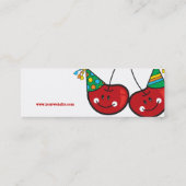 漫画のおもしろいとパーティー帽子を持つ赤い生意気なさくらんぼ スキニー名刺 (裏面)
