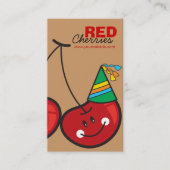 漫画のおもしろいとパーティー帽子を持つ赤い生意気なさくらんぼ 名刺 (正面)