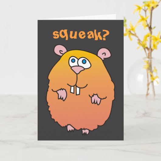 漫画のおもしろいハムスターチュイークグリーティングカード カード (黄色い花)