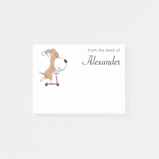 漫画のおもしろい犬パピーキックスクーターキッズ ポストイット (正面)