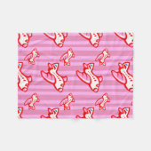 漫画のおもちゃの飛行機|の赤いピンク フリースブランケット (正面(横))