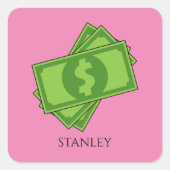 漫画のお金ドル紙幣スクエア |カスタマイズ スクエアシール (正面)