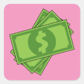 漫画のお金ドル紙幣 スクエアシール (正面)