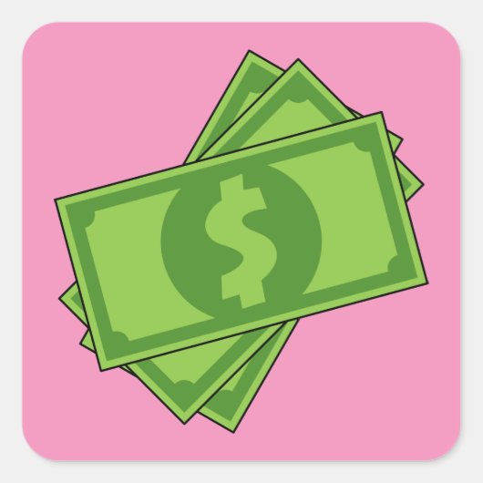 漫画のお金ドル紙幣 スクエアシール (正面)