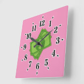 漫画のお金ドル紙幣 スクエア壁時計 (傾斜)