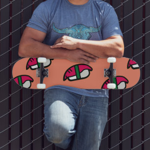 漫画のかわいいすし、魚飯、のり スケートボード