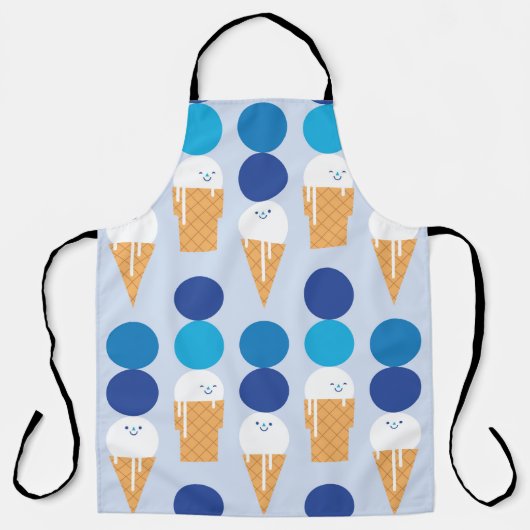 漫画のかわいいアイスクリームのシームレスなデザイン。ビ エプロン (正面)