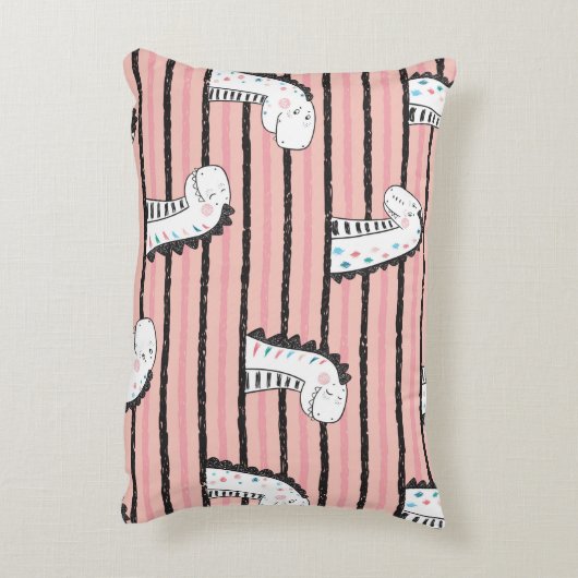 漫画のかわいい恐竜のヴィンテージのシームレスな模様。C アクセントクッション (裏面(縦))