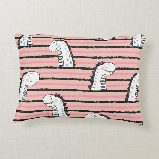 漫画のかわいい恐竜のヴィンテージのシームレスな模様。C アクセントクッション (裏面)