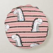 漫画のかわいい恐竜のヴィンテージのシームレスな模様。C ラウンドクッション (裏面)