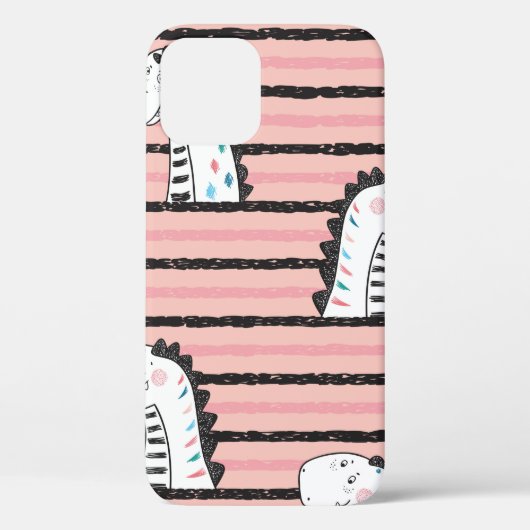 漫画のかわいい恐竜のヴィンテージのシームレスな模様。C Case-Mate iPhoneケース (裏面)