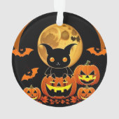 漫画のこうもりとフルムーンの下のカボチャ オーナメント (裏面)