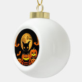 漫画のこうもりとフルムーンの下のカボチャ セラミックボールオーナメント (右)