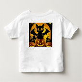 漫画のこうもりとフルムーンの下のカボチャ トドラーTシャツ (裏面)
