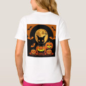 漫画のこうもりとフルムーンの下のカボチャ Tシャツ (裏面)