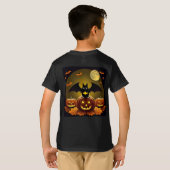 漫画のこうもりとフルムーンの下のカボチャ Tシャツ (裏面フル)