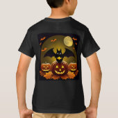 漫画のこうもりとフルムーンの下のカボチャ Tシャツ (裏面)