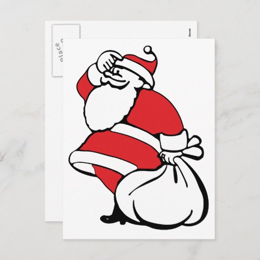 漫画のすてきクリスマスサンタクロース、おもちゃの袋 シーズンポストカード (正面/裏面)