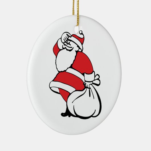 漫画のすてきクリスマスサンタクロース、おもちゃの袋 セラミックオーナメント (右)