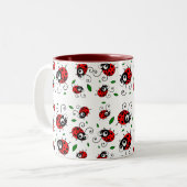 漫画のてんとう虫パターン ツートーンマグカップ (正面左)