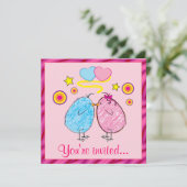 漫画のひなを使ったイースターディナー招待状 招待状 (スタンド正面)