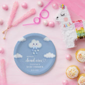 漫画のふわふわ白い雲9青い少年の赤ちゃんシャワー ペーパープレート (パーティー)