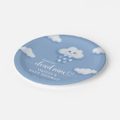 漫画のふわふわ白い雲9青い少年の赤ちゃんシャワー ペーパープレート (アングル)