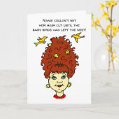 漫画のような髪型の鳥の巣 カード (黄色い花)