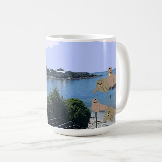 漫画のアシカとセイウチのコーヒーマグ コーヒーマグカップ (正面右)