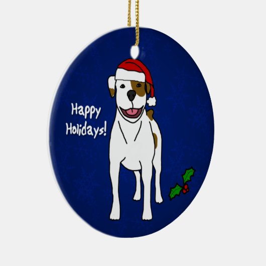 漫画のアメリカのブルドッグのクリスマスのオーナメント セラミックオーナメント (右)