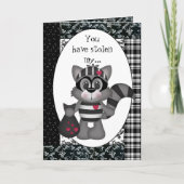 漫画のアライグマのバレンタインデーのグリーティングカード シーズンカード (正面)