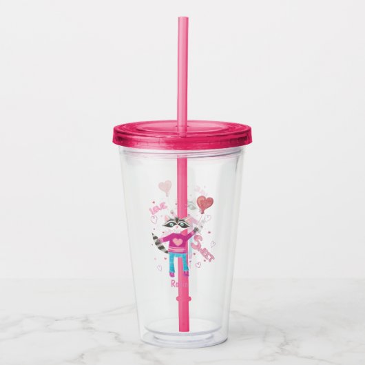 漫画のアライグマの子供のタンブラー アクリルタンブラー (正面)