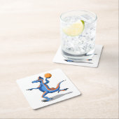 漫画のイグアノドン遊のバスケットボール。 スクエアペーパーコースター (インサイチュ)