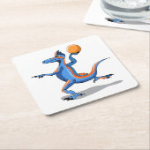 漫画のイグアノドン遊のバスケットボール。 スクエアペーパーコースター (アングル)