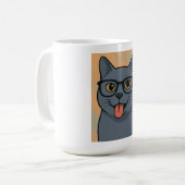 漫画のイメージマグロシアの、青、猫マグ コーヒーマグカップ (正面左)