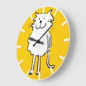 漫画のイラストレーションとしてハッピーに笑う猫 ラージ壁時計 (傾斜)