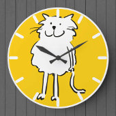 漫画のイラストレーションとしてハッピーに笑う猫 ラージ壁時計