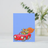 漫画のイラストレーション、車を運転する猫の。 ポストカード (スタンド正面)