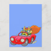 漫画のイラストレーション、車を運転する猫の。 ポストカード (正面)