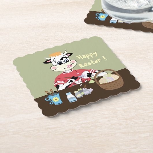 漫画のイースター茶色および緑のペーパーコースター ペーパーコースター (アングル)
