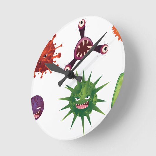 漫画のウイルス ラウンド壁時計 (傾斜)