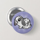 漫画のウサギ(だらしない耳の滑らかな毛) 缶バッジ (正面&裏面)