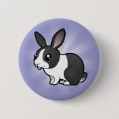 漫画のウサギ(uppy耳の滑らかな毛) 缶バッジ (正面)