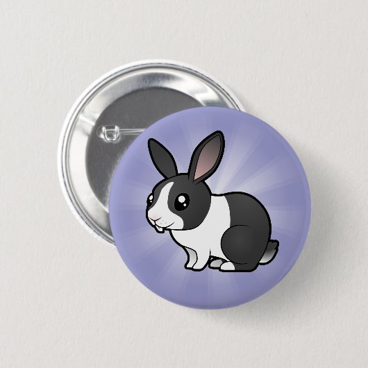 漫画のウサギ(uppy耳の滑らかな毛) 缶バッジ (正面&裏面)