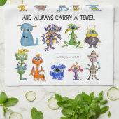 漫画のエイリアンと台所タオルはパニックに陥りません キッチンタオル (折り畳み)