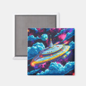 漫画のエイリアンの宇宙船 マグネット (正面/裏面)