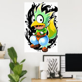 漫画のエイリアンの鳥の生き物 | AI Art ポスター (ホームオフィス)