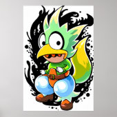 漫画のエイリアンの鳥の生き物 | AI Art ポスター (正面)